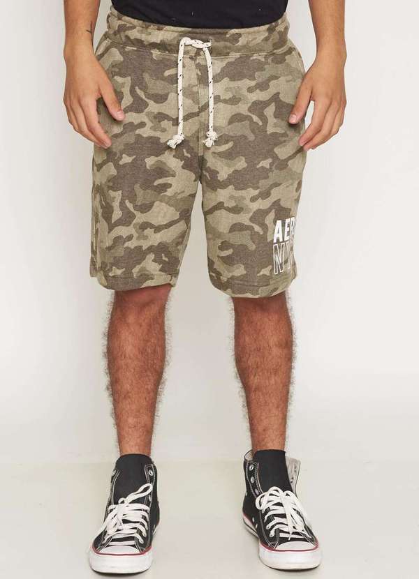 Aeropostale - Bermuda de Moletom Masculina Aeropostale - Verde Camuflado