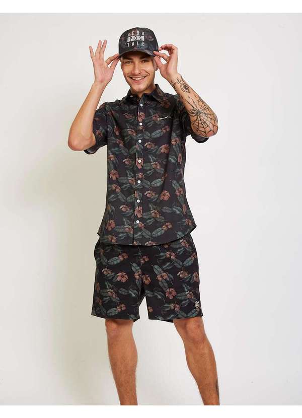 Aeropostale - Shots Sarja Masculino Aeropostale - Floral Preto 2