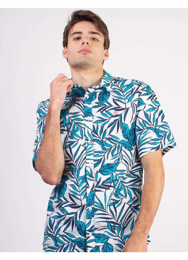 Aeropostale - Camisa M/C Masculino - Floral Azul Turquesa