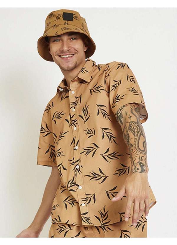 Aeropostale - Camisa Mc Masculino Aeropostale - Folhagem  Amarelo