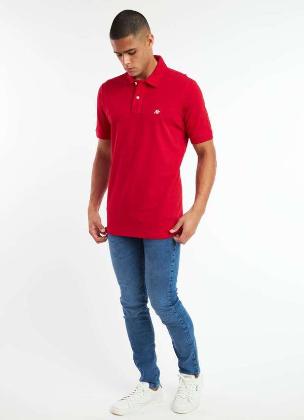 Aeropostale - Polo Manga Curta Aéropostale Masculino - Vermelho