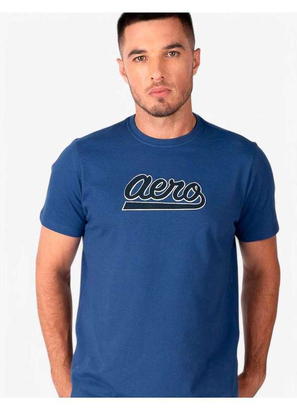 Aeropostale - Camiseta Manga Curta Masculina Bordada Aéropostale - Azul Royal