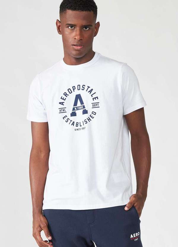 Aeropostale - Camiseta Manga Curta Masculina Silkada Aéropostale - Branco