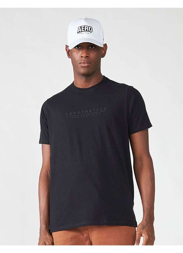 Aeropostale - Camiseta Manga Curta Masculina Silkada Aéropostale - Preto