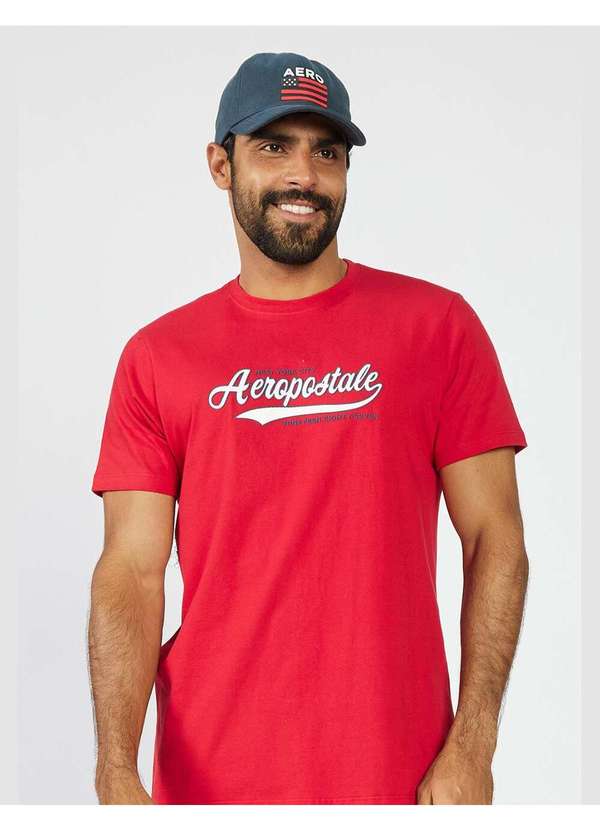 Aeropostale - Camiseta Manga Curta Masculina Silkada Aéropostale - Vermelho
