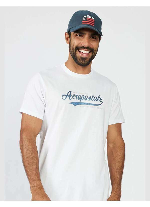 Aeropostale - Camiseta Manga Curta Masculina Silkada Aéropostale - Branco