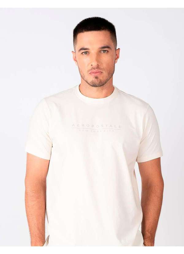 Aeropostale - Camiseta Manga Curta Masculina Silkada Aéropostale - Creme
