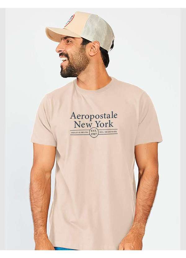 Aeropostale - Camiseta Manga Curta Masculina Silkada Aéropostale - Creme