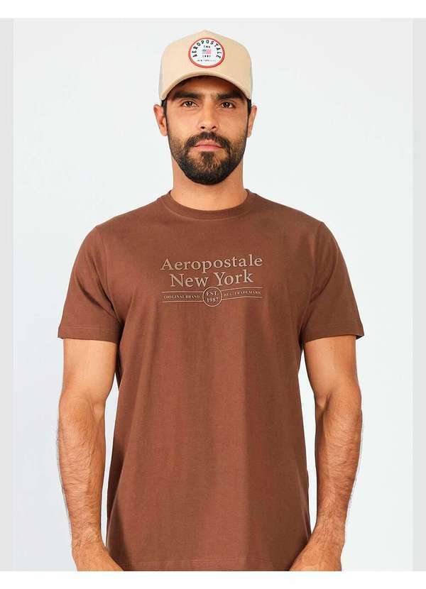 Aeropostale - Camiseta Manga Curta Masculina Silkada Aéropostale - Marrom