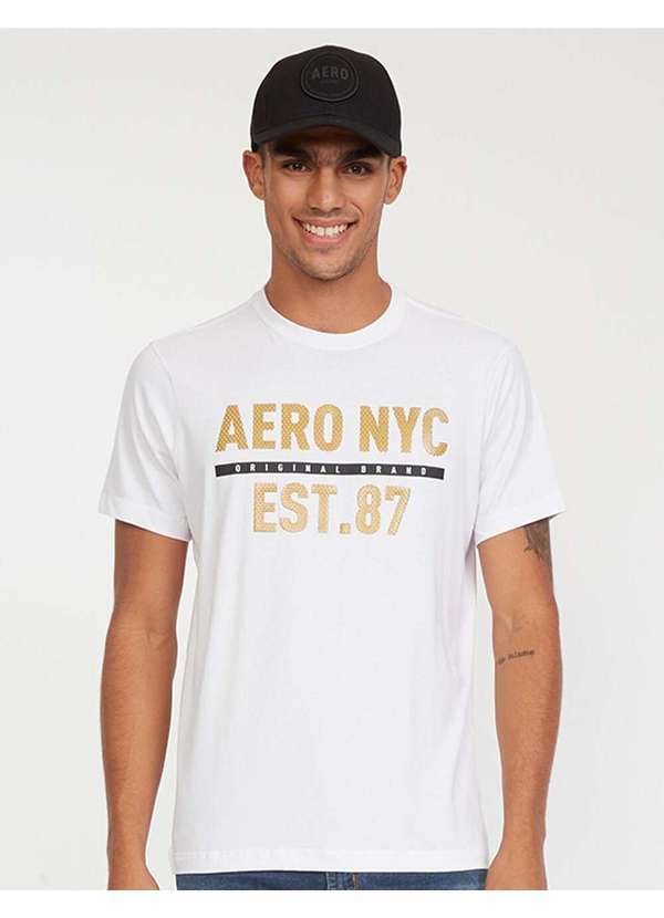 Aeropostale - Camiseta Manga Curta Masculino Platinum Aéropostale - Branco
