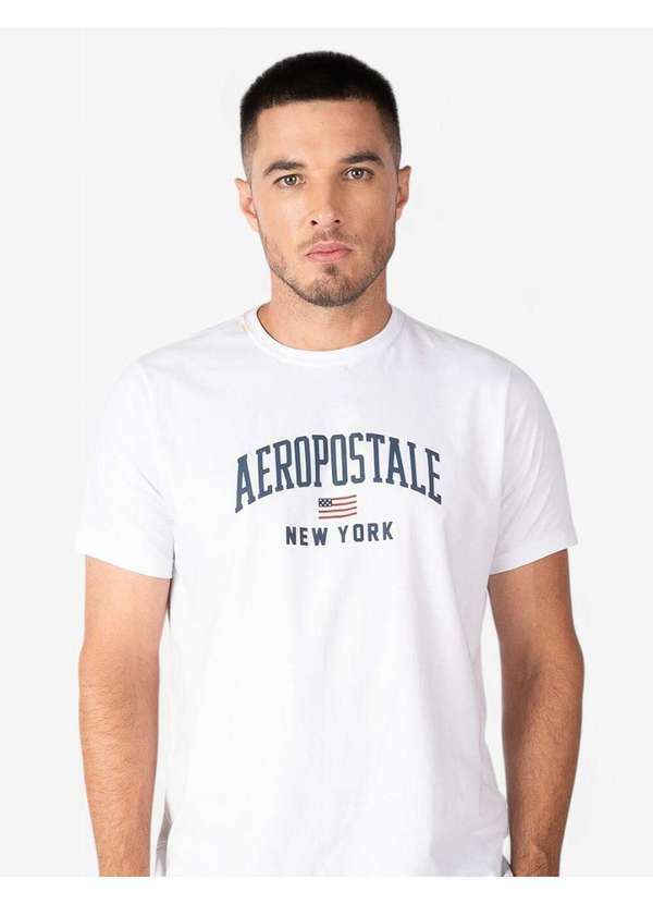 Aeropostale - Camiseta Manga Curta Masculino Silkada Aéropostale - Branco