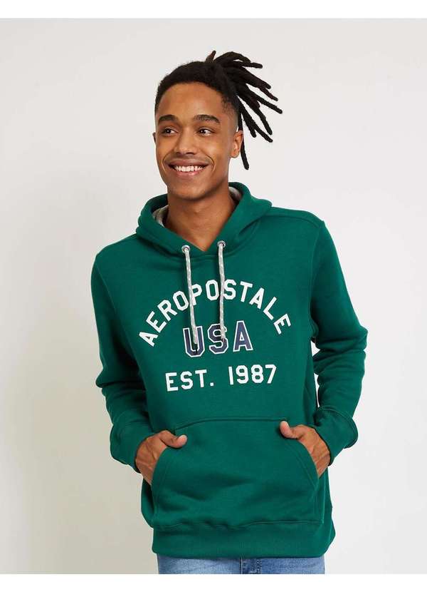 Aeropostale - Blusa Moletom Masculina Fechada Aéropostale - Verde Floresta