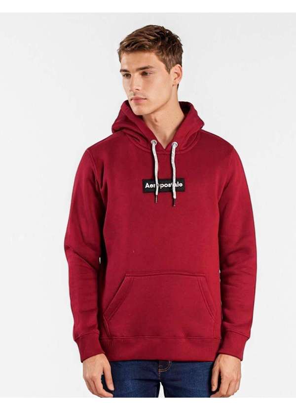 Aeropostale - Blusa Moletom Masculina Fechada Aéropostale - Bordô 2