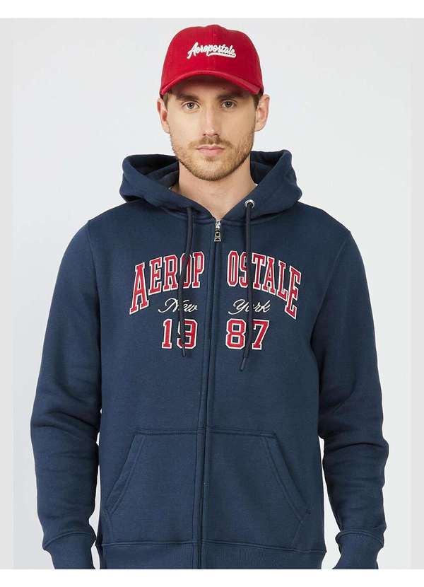 Blusa Moletom Masculino Aberto Aéropostale Azul Marinho