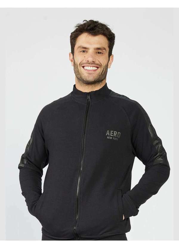 Aeropostale - Blusa Moletom Masculino Aberto Platinum Aéropostale - Preto