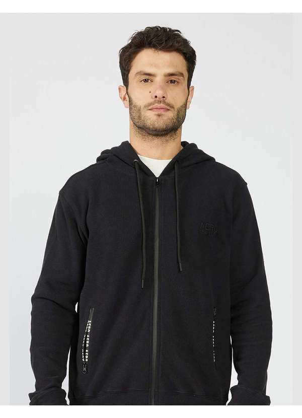 Aeropostale - Blusa Moletom Masculino Aberto Platinum Aéropostale - Preto