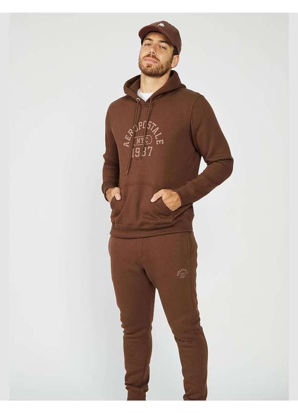 Aeropostale - Blusa Moletom Masculino Fechado Aéropostale - Marrom 3