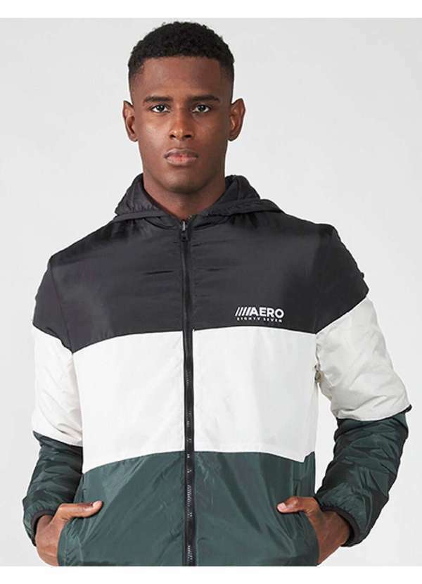 Aeropostale - Jaqueta Masculina Dupla Face Aéropostale - Verde/Preto/Off