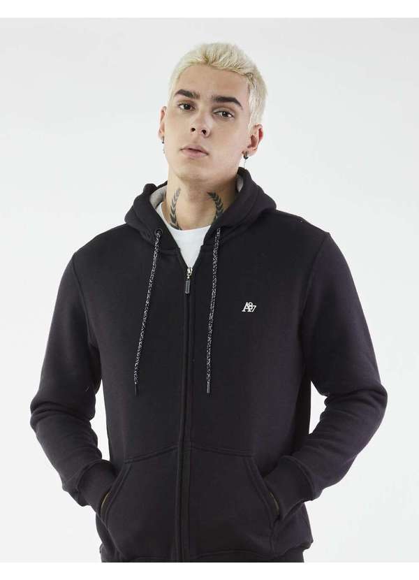 Aeropostale - Moletom Aberto Masculino Aeropostale - Preto