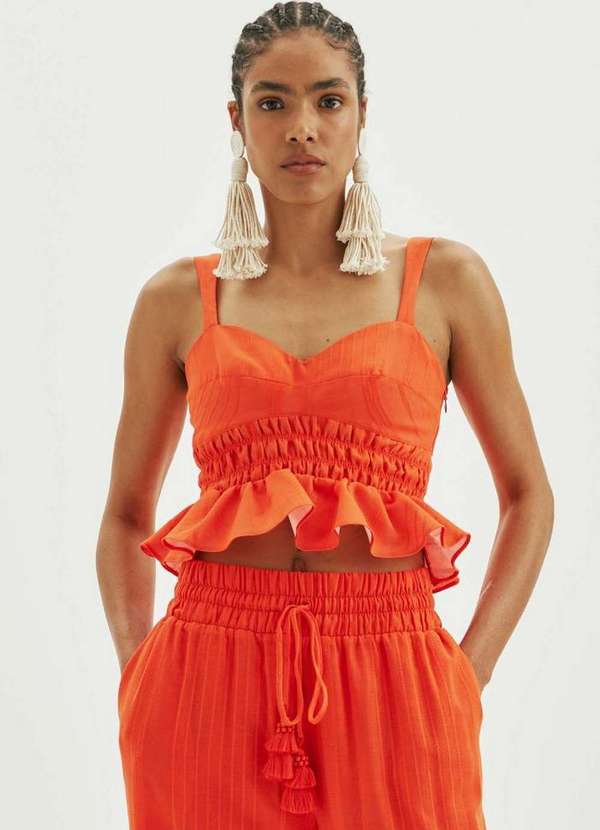 Amarante do Brasil - Blusa de Alça com Babado Vermelho