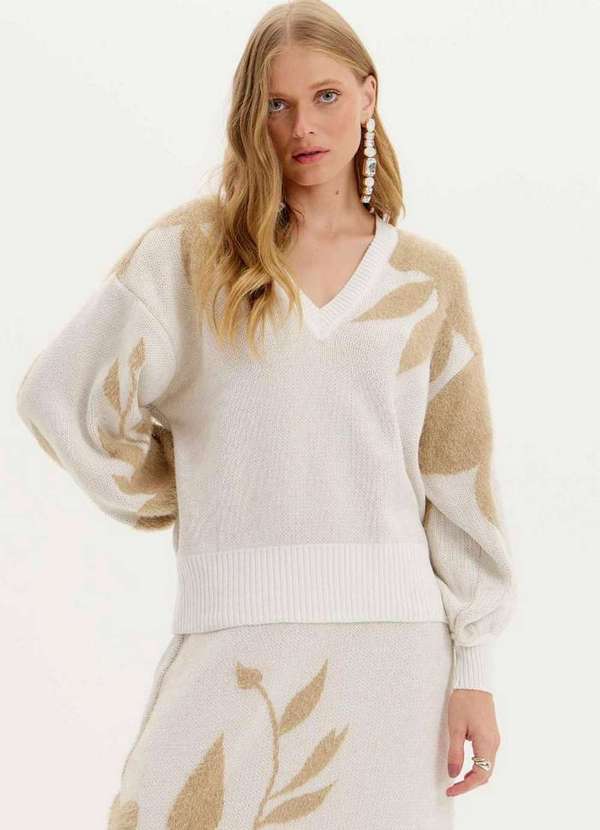 Amarante do Brasil - Blusa Manga Ampla Tricot Branco