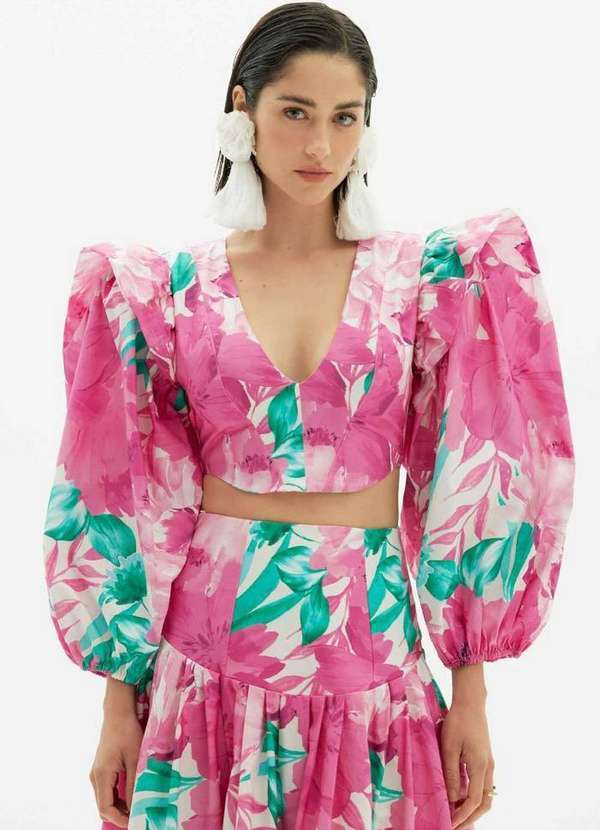 Amarante do Brasil - Blusa Manga Longa Bufante Rosa