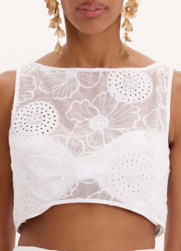 Amarante do Brasil - Top com Transparência Franzido Branco 2