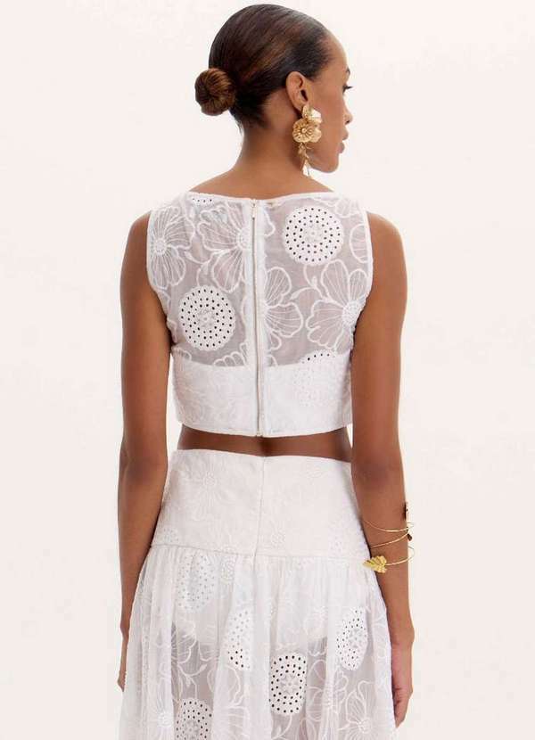 Amarante do Brasil - Top com Transparência Franzido Branco 3