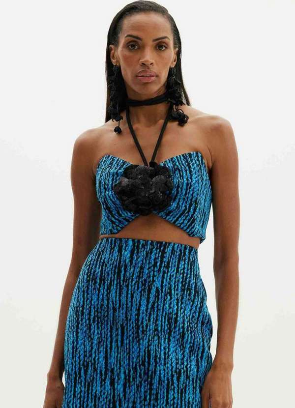 Amarante do Brasil - Top Cropped com Flor Preto