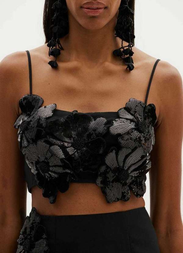 Amarante do Brasil - Top Cropped de Alças Preto