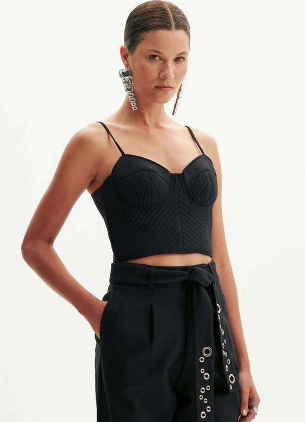 Amarante do Brasil - Top de Alca Cropped Preto 1