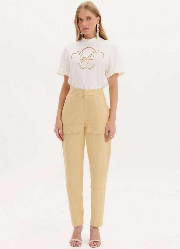 Amarante do Brasil - Calça Baggy Cintura Media Bege