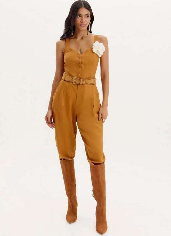 Amarante do Brasil - Calça Chino Cintura Alta Cinto Amarelo
