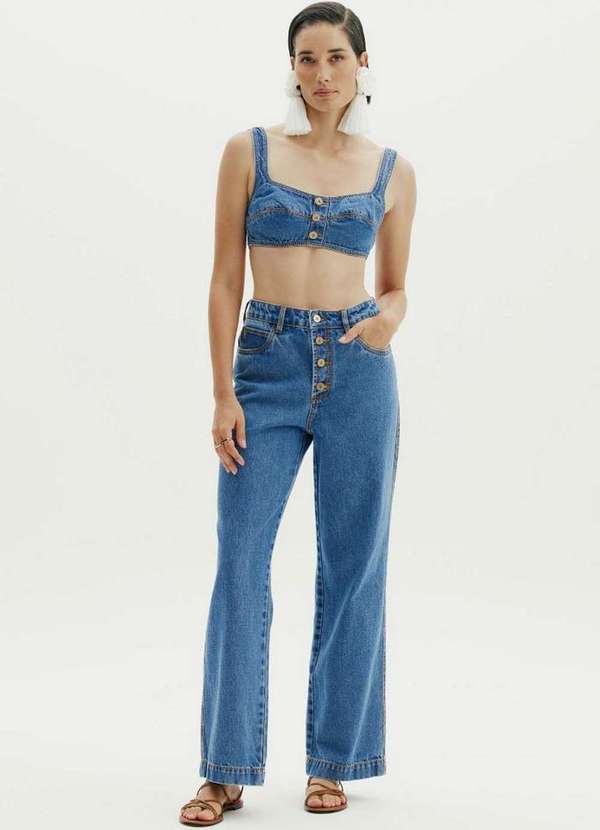 Amarante do Brasil - Calça Jeans Full Length Super High Amarante Azul