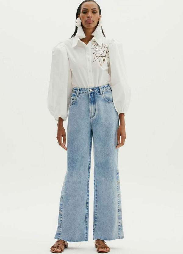 Amarante do Brasil - Calça Jeans Wide Leg Super High Azul