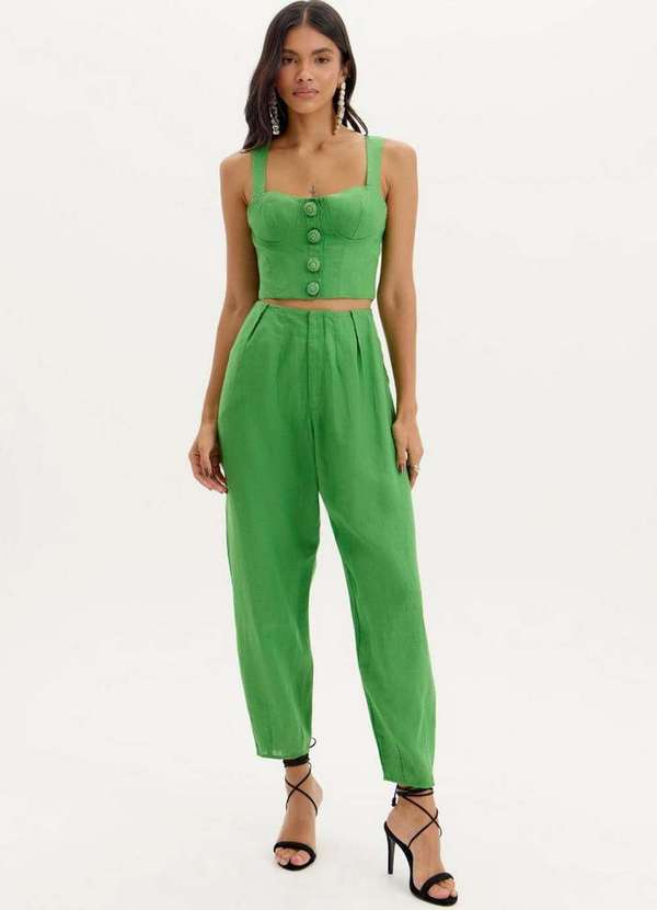 Amarante do Brasil - Calça Slouchy Cintura Alta Verde