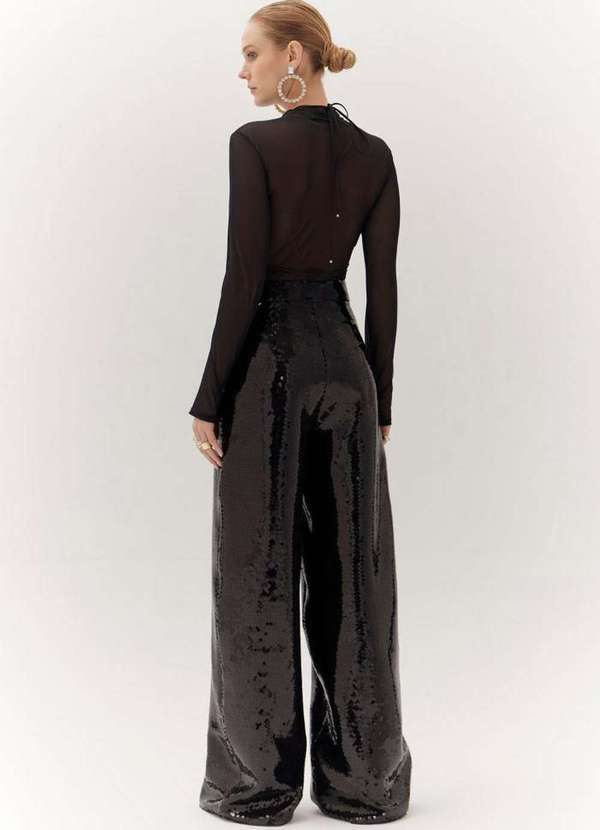 Amarante do Brasil - Calça Wide Leg Cintura Alta Preto