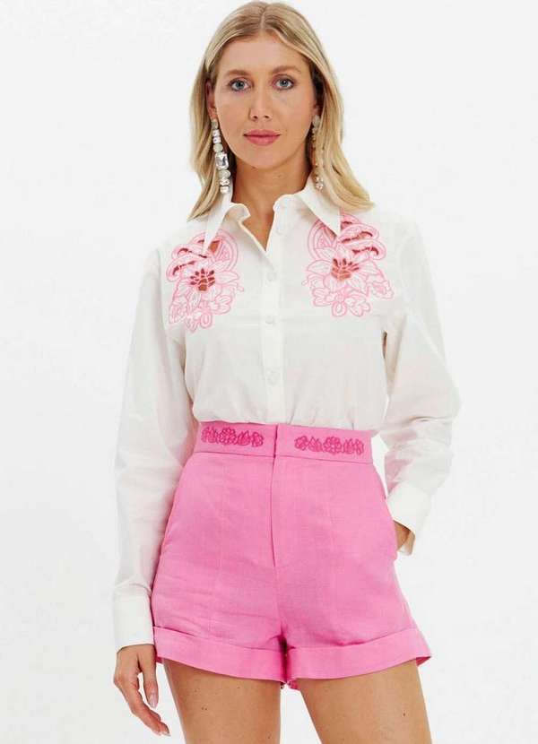 Amarante do Brasil - Camisa Alongada Manga Longa Branco