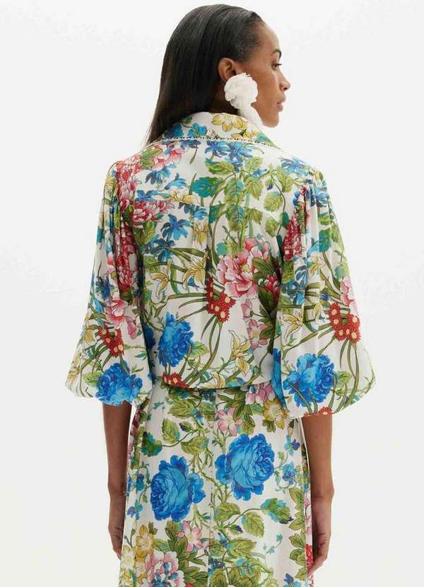 Amarante do Brasil - Camisa Cropped Estampada Amarante Branco