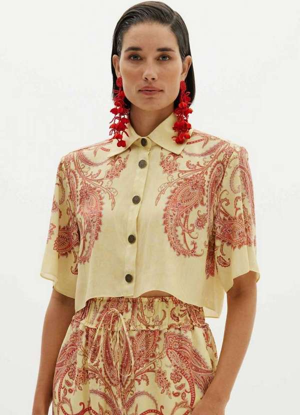 Amarante do Brasil - Camisa Manga Curta Estampada Amarelo