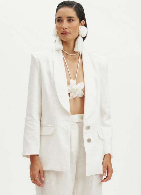 Amarante do Brasil - Blazer Alfaiataria Alongado Branco