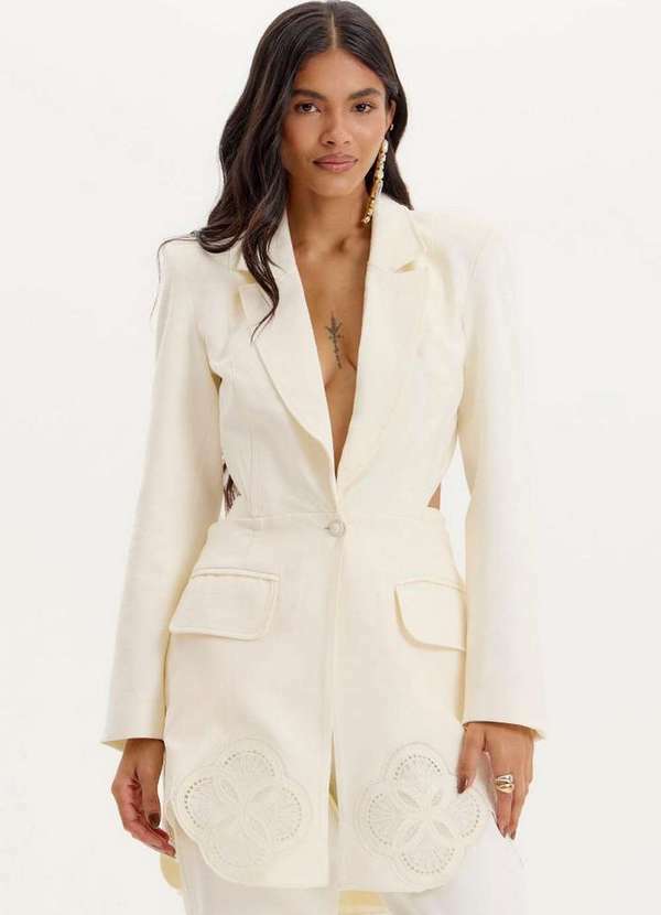 Amarante do Brasil - Blazer Alongado Recorte Costas Branco