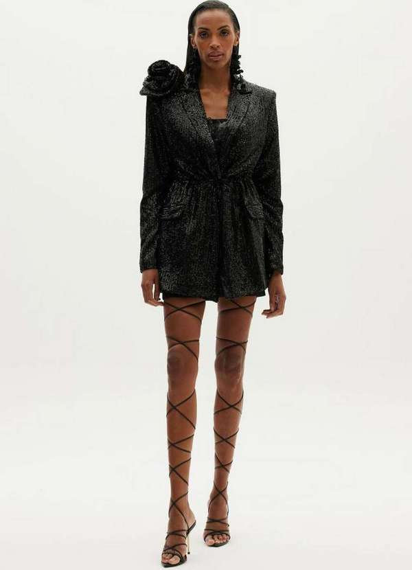 Amarante do Brasil - Blazer de Paete Alongado Preto