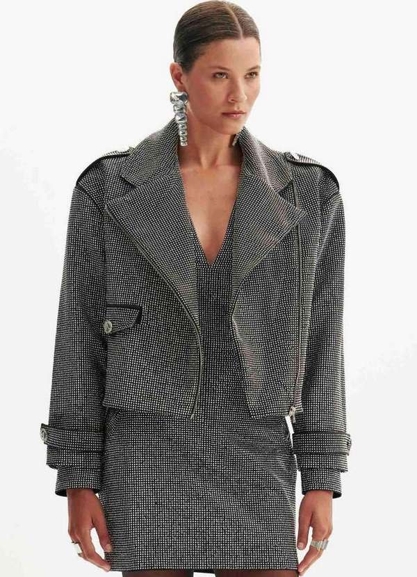 Amarante do Brasil - Jaqueta Biker com Cristais Preto