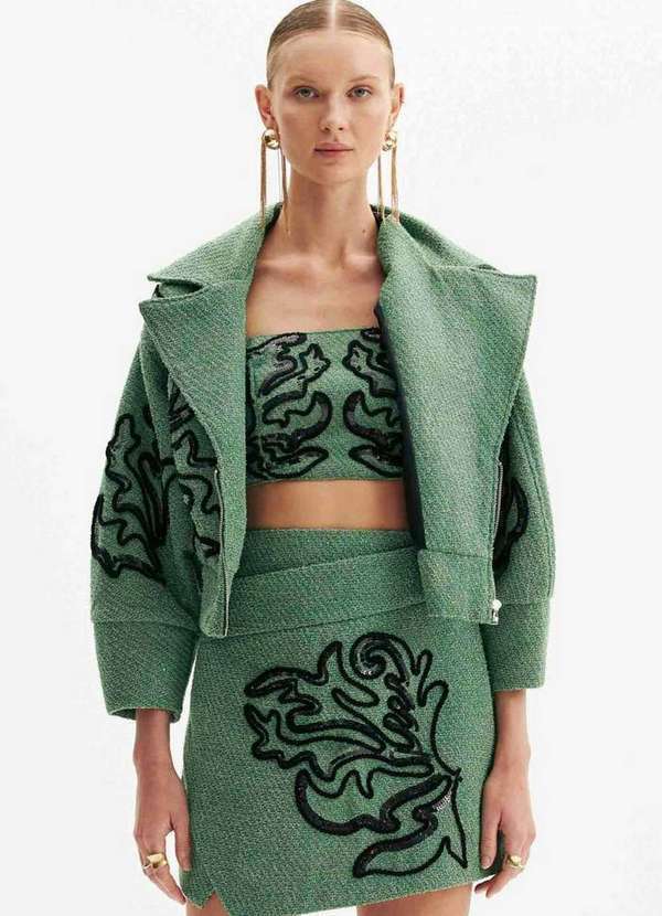 Amarante do Brasil - Jaqueta Oversized Bordado Verde