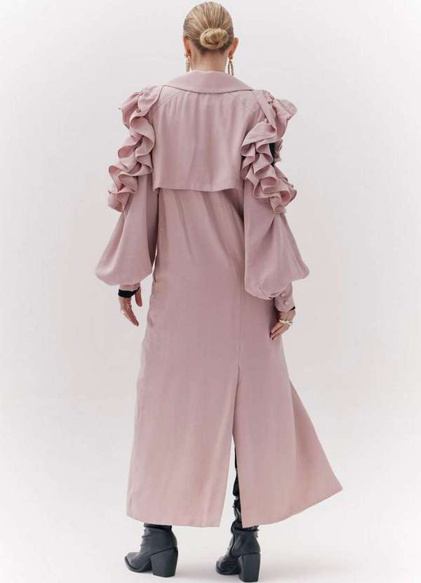 Amarante do Brasil - Trench Coat com Babados Rosa 2