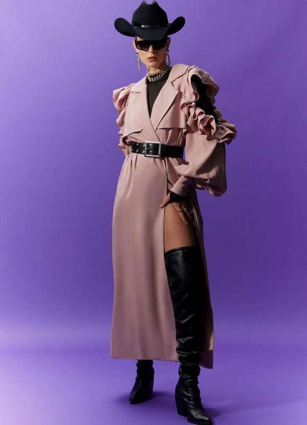 Amarante do Brasil - Trench Coat com Babados Rosa 4