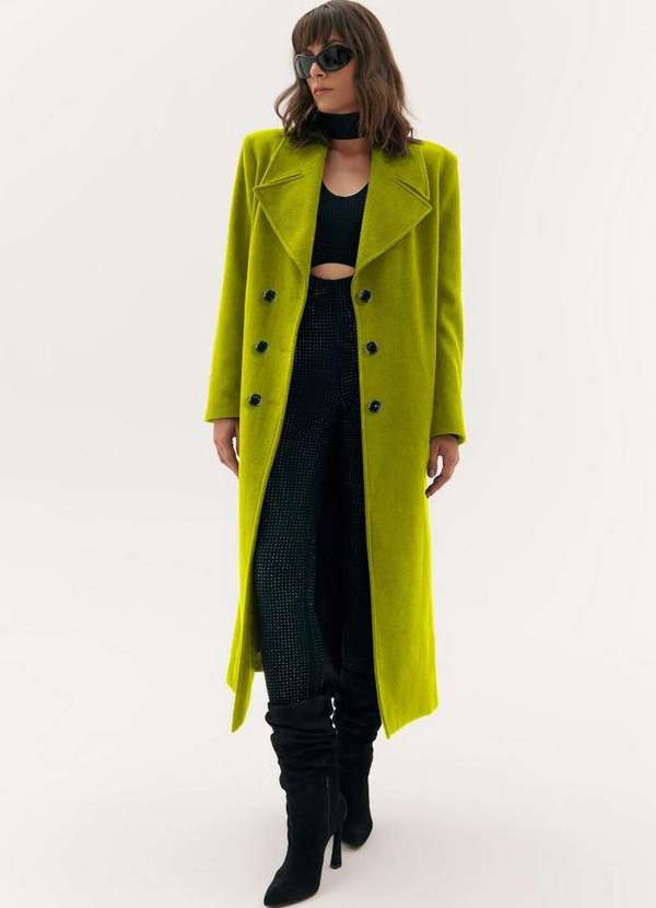 Amarante do Brasil - Trench Coat Super Midi com Botões Verde