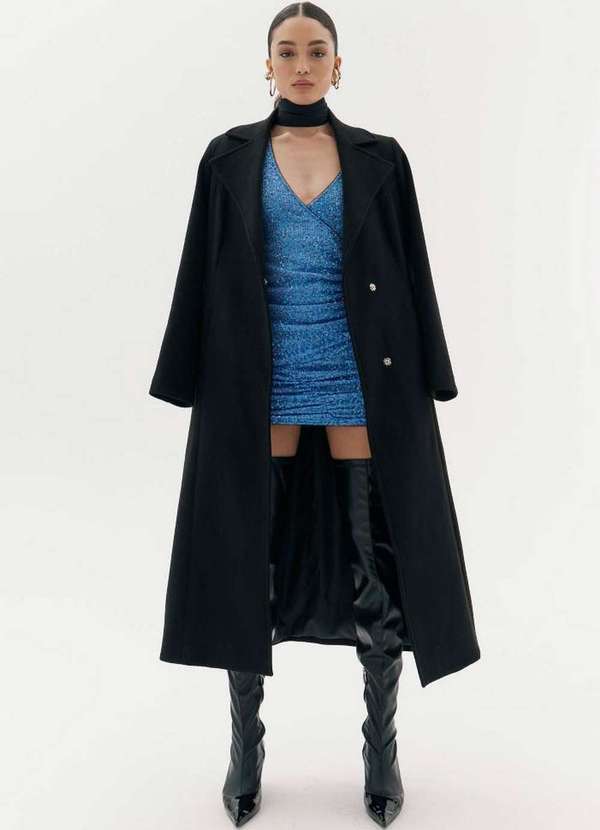 Amarante do Brasil - Trench Coat Super Midi Preto