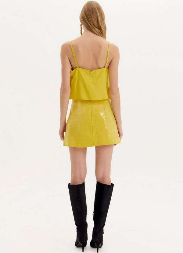 Amarante do Brasil - Saia Curta Paetê Amarelo 3